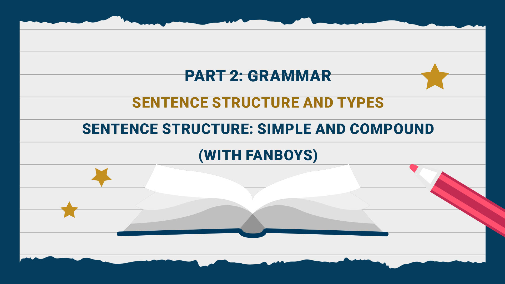 Part 2: Grammar - Sentence Structure and Types - Sentence structure: Simple and compound (With FANBOYS)